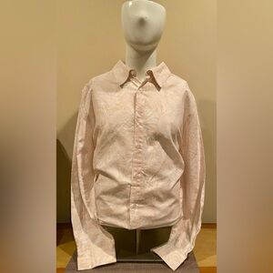 Express Men’s Pink Tropical Print Linen-Blend Shirt NWT
